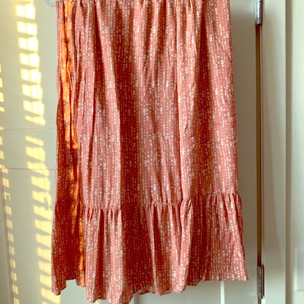 Peach Maxi Skirt with a slightly Ruffled Bottom